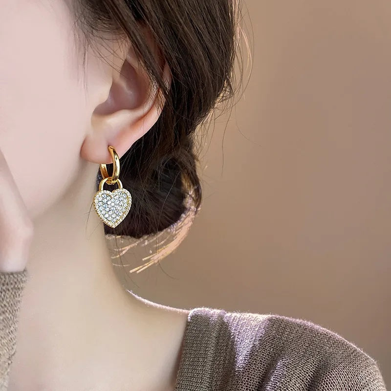 Heart Shaped Drop Earrings
