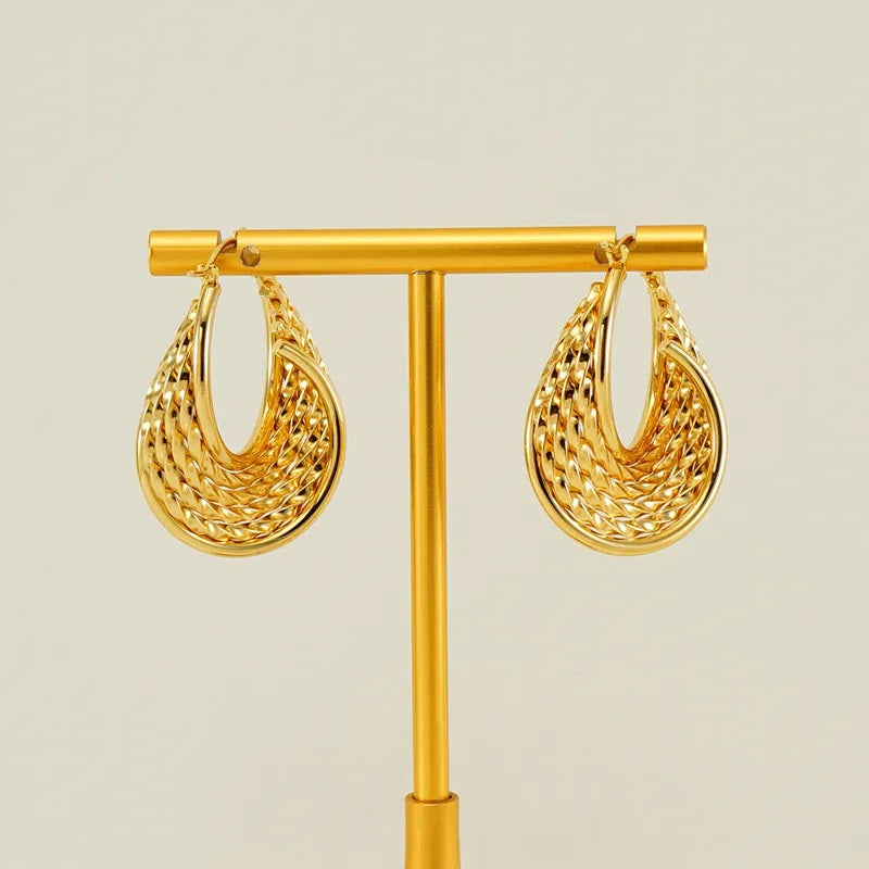 U Shape Gold Hoop Earrings