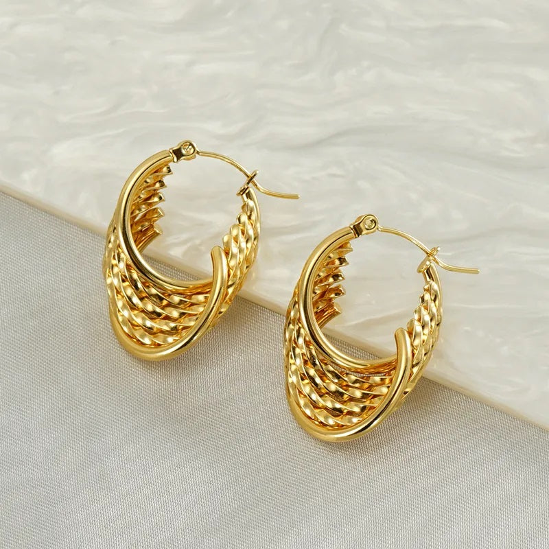 U Shape Gold Hoop Earrings
