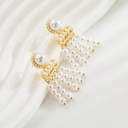 Elegant Pearl Tassel Earrings