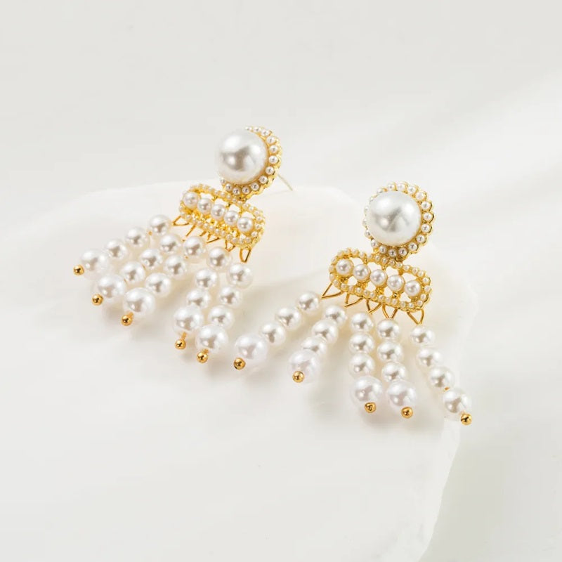 Elegant Pearl Tassel Earrings