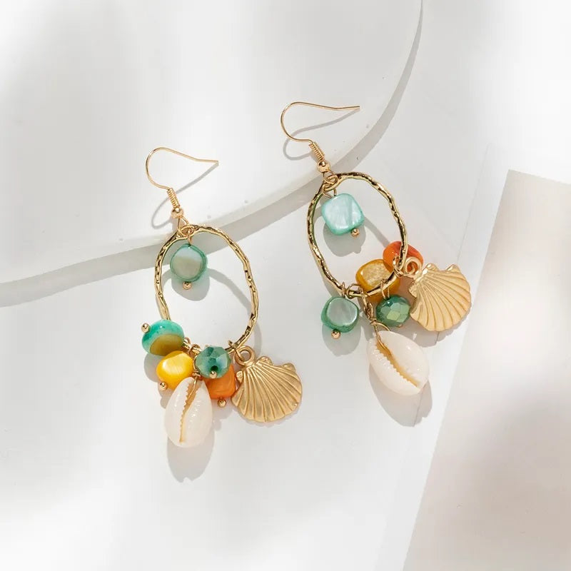 Retro Beaded Drop Earrings