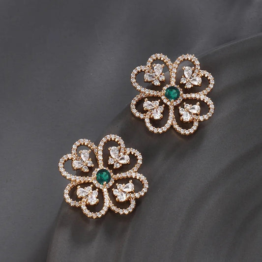 Flower Shaped Sparking Stud Earrings