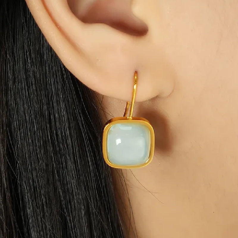 Jade Square Earrings