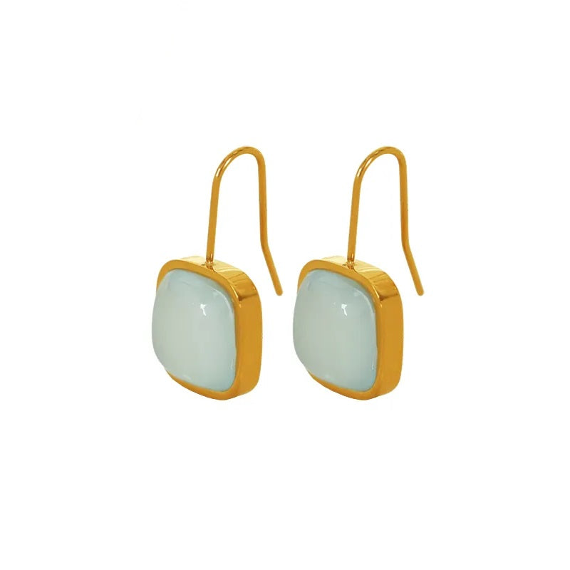 Jade Square Earrings