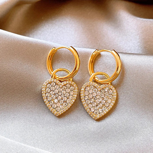 Heart Shaped Drop Earrings