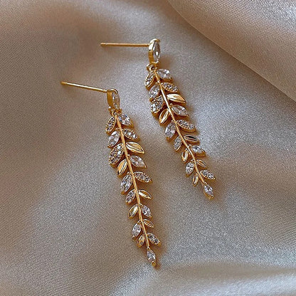 Gold Leaf Drop Earrings