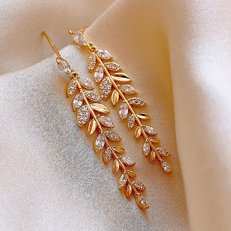 Gold Leaf Drop Earrings