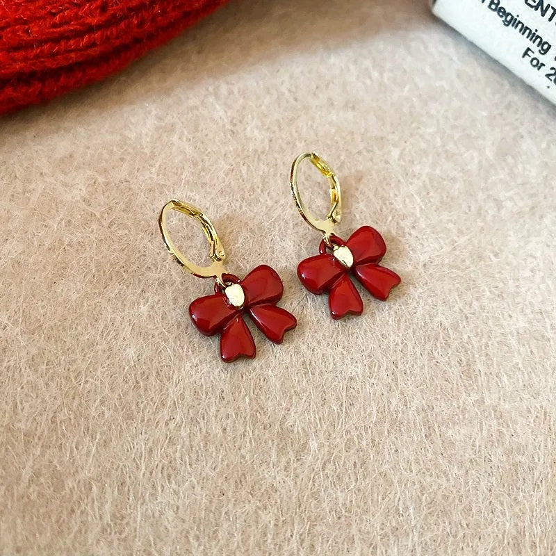 Red Bow Knot Earrings