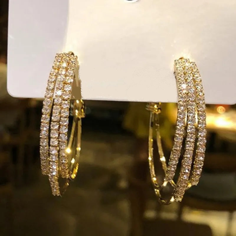 C-Shaped Crystal Earrings