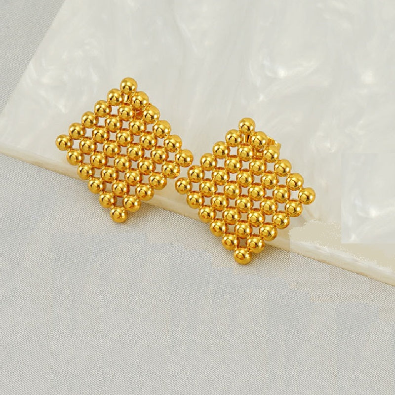 Gold Square Studs Earrings