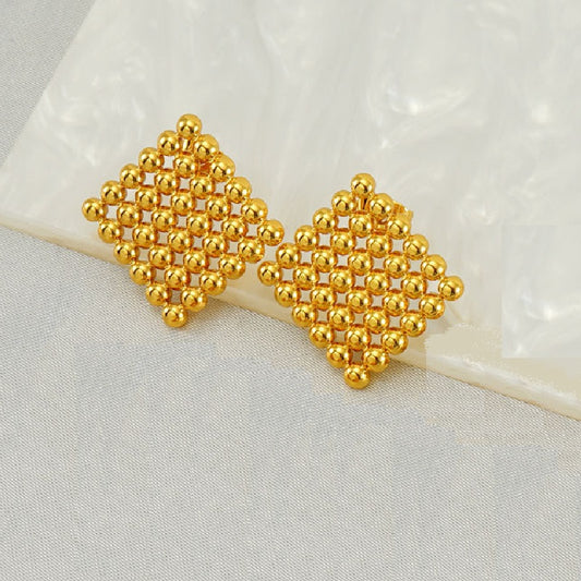 Gold Square Studs Earrings