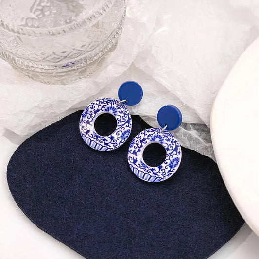 Acrylic Round Drop Earrings