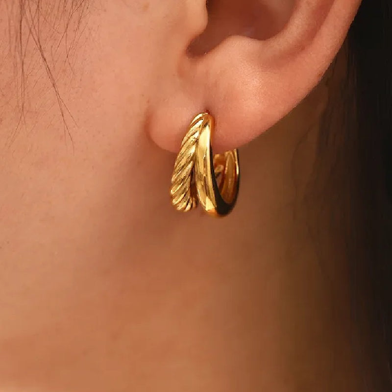 C-Shape Gold Stud Earrings