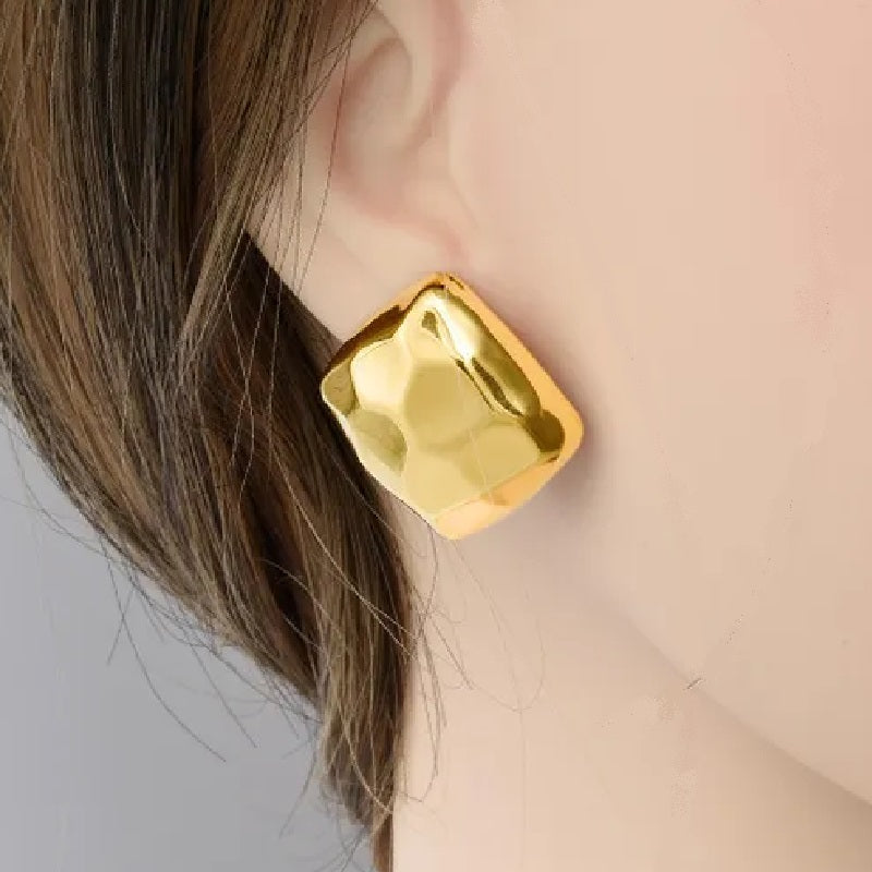 Geometric Gold Stud Earrings