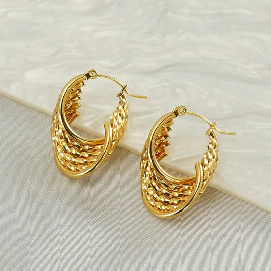 U Shape Gold Hoop Earrings