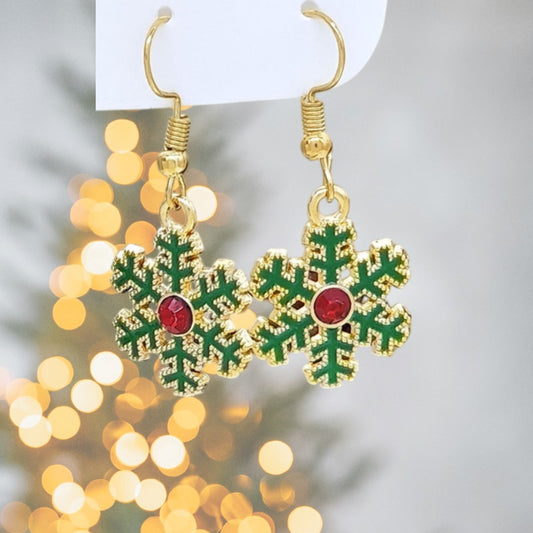 Classic Christmas Snowflake Drop Earrings