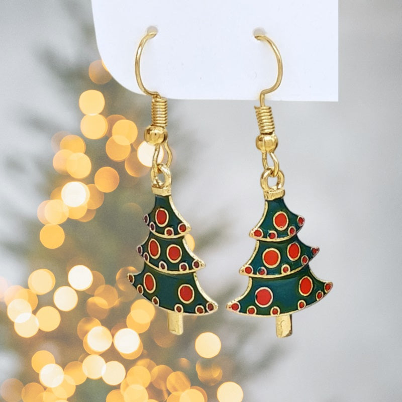 Classic Christmas Tree Drop Earrings