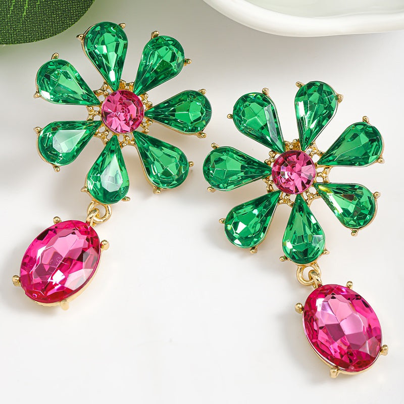 Flower Rhinestones Earrings