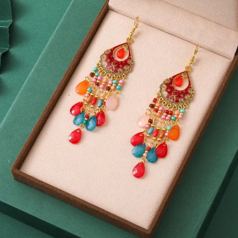 Retro Beaded Dangle Earrings