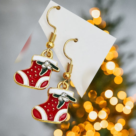 Classic Christmas Boots Drop Earrings