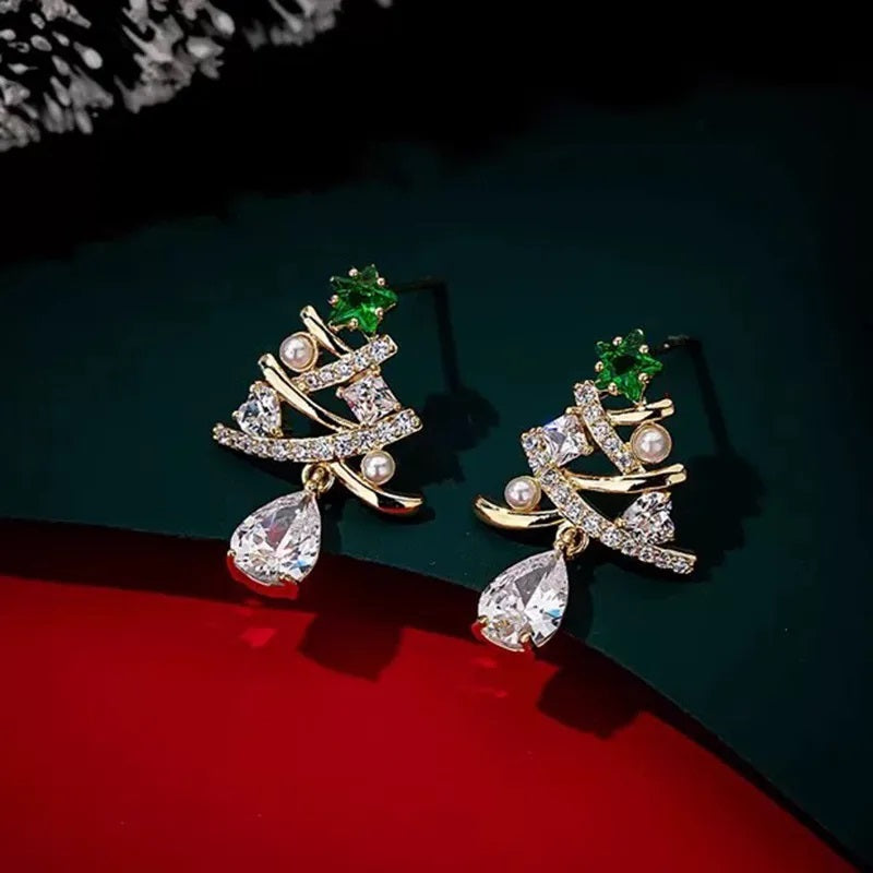 Crystal Christmas Tree Drop Earrings