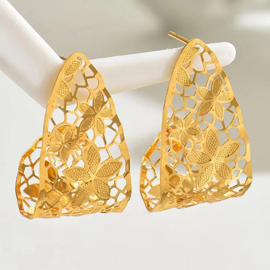 Gold Flower Studs Earrings